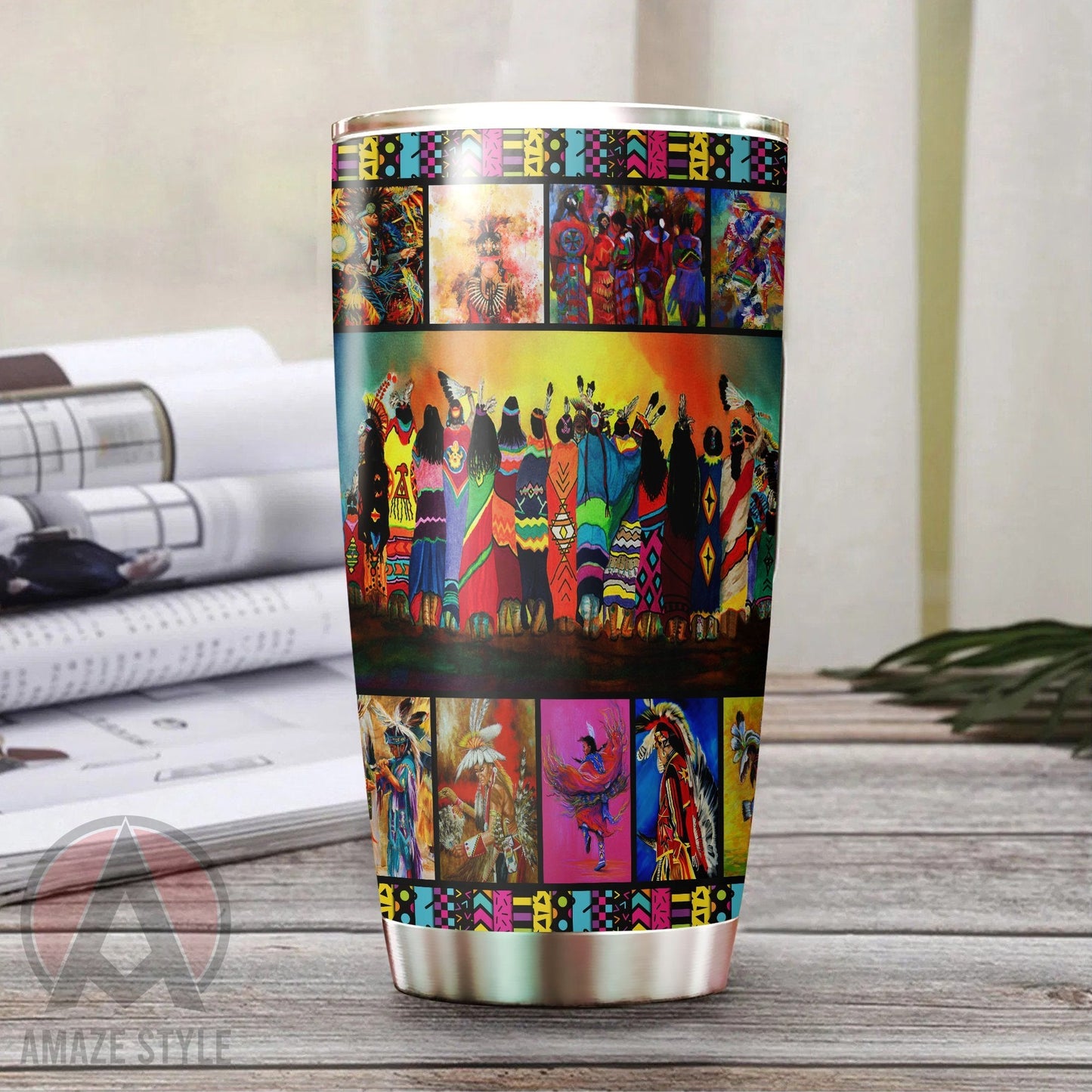 Pow Wow Premium Stainless Tumbler Cup Premium MPT944 - Amaze Style™-Tumbler