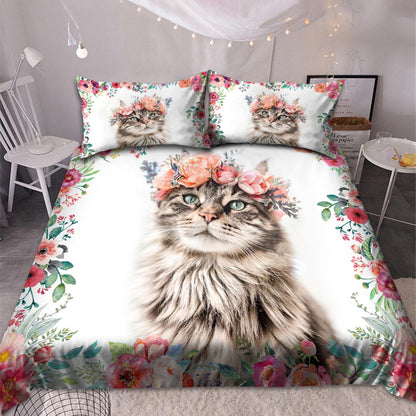 Flower Crown Cat Bedding Set Pi23072001