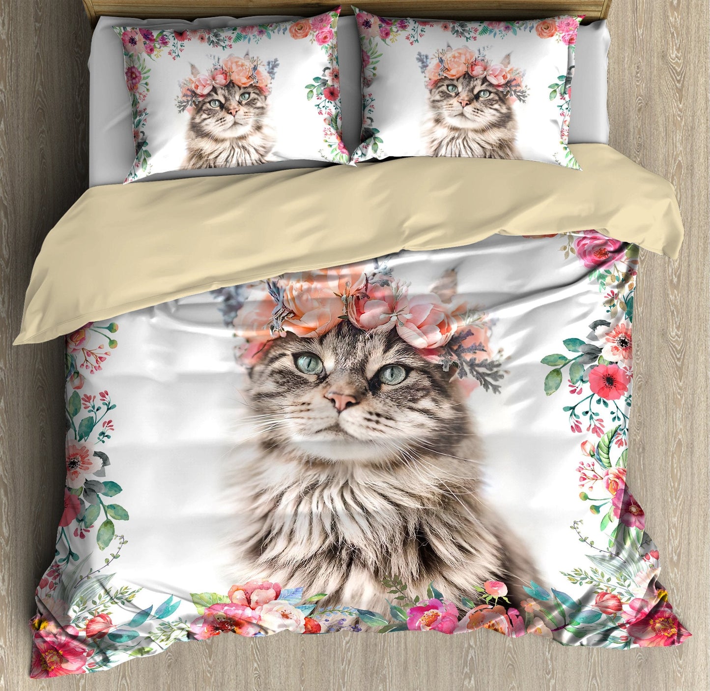 Flower Crown Cat Bedding Set Pi23072001