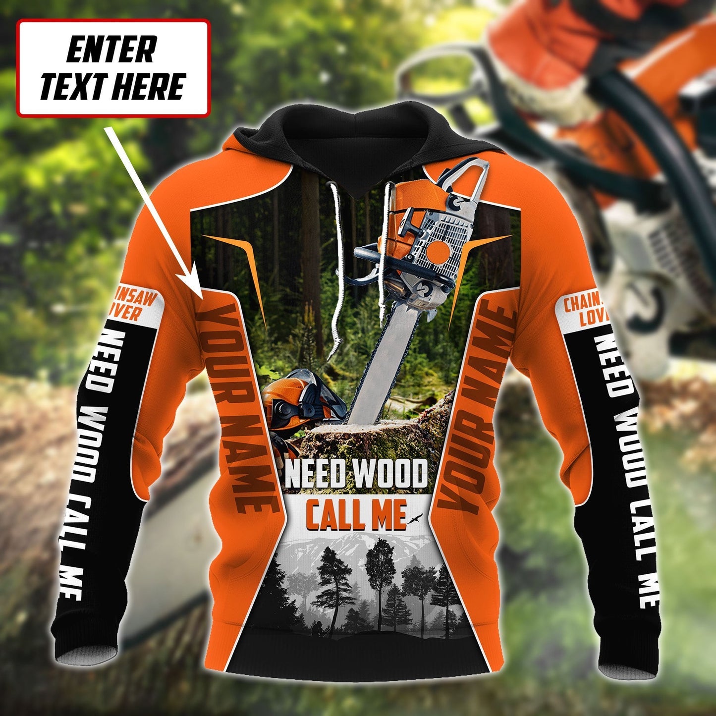 3D Chainsaw Logger Custom Name Unisex Shirts