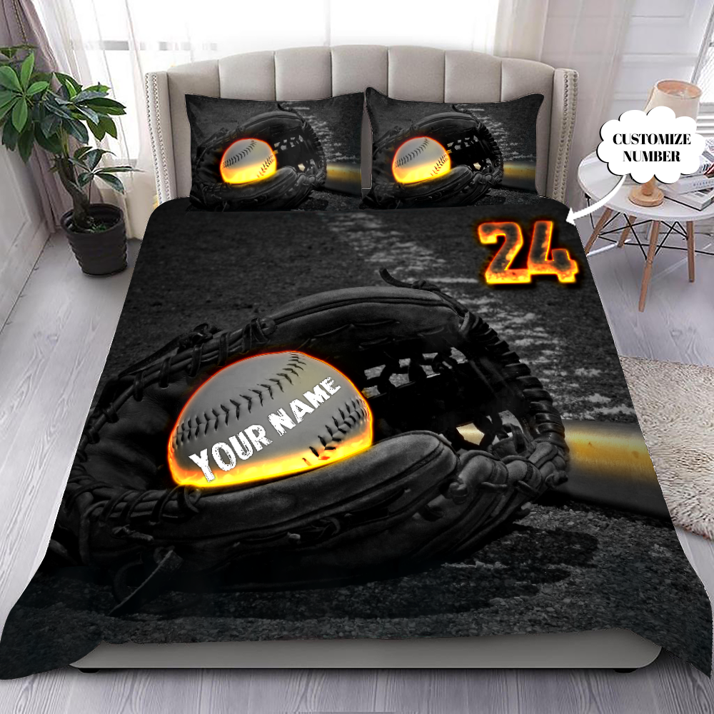 Softball & Baseball Love Custom Bedding Set with Your Name and Your Number MH1007202