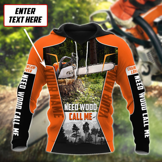 3D Chainsaw Logger Custom Name Unisex Shirts