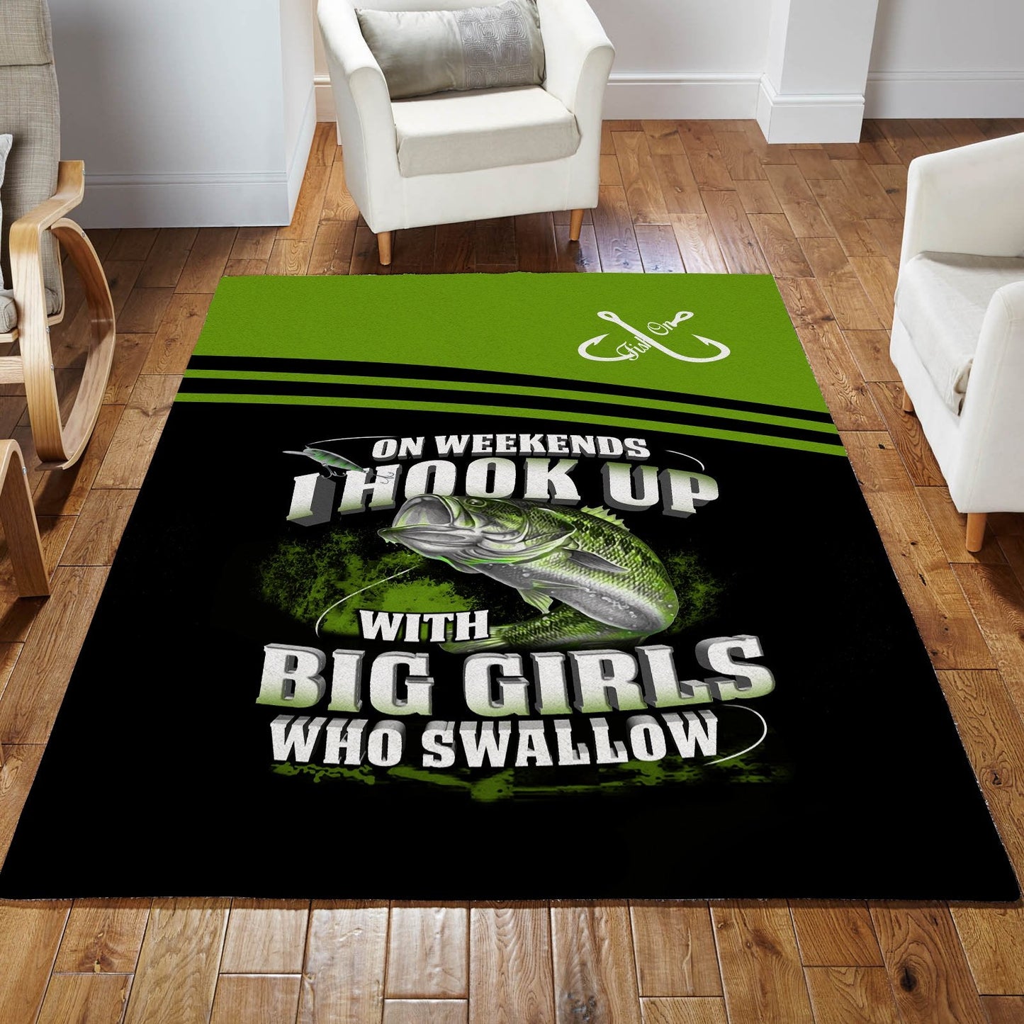 Fishing Green Bass 3D Rug