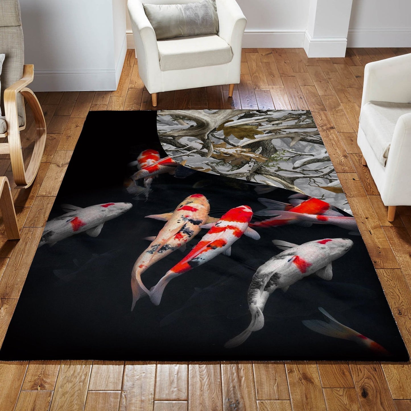 Koi fish underwater 3D design printed Rug Decor Flooring