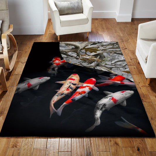 Koi fish underwater 3D design printed Rug Decor Flooring