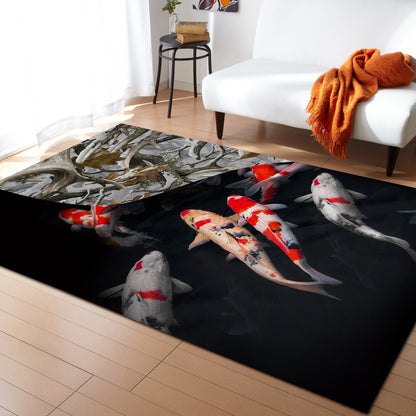 Koi fish underwater 3D design printed Rug Decor Flooring