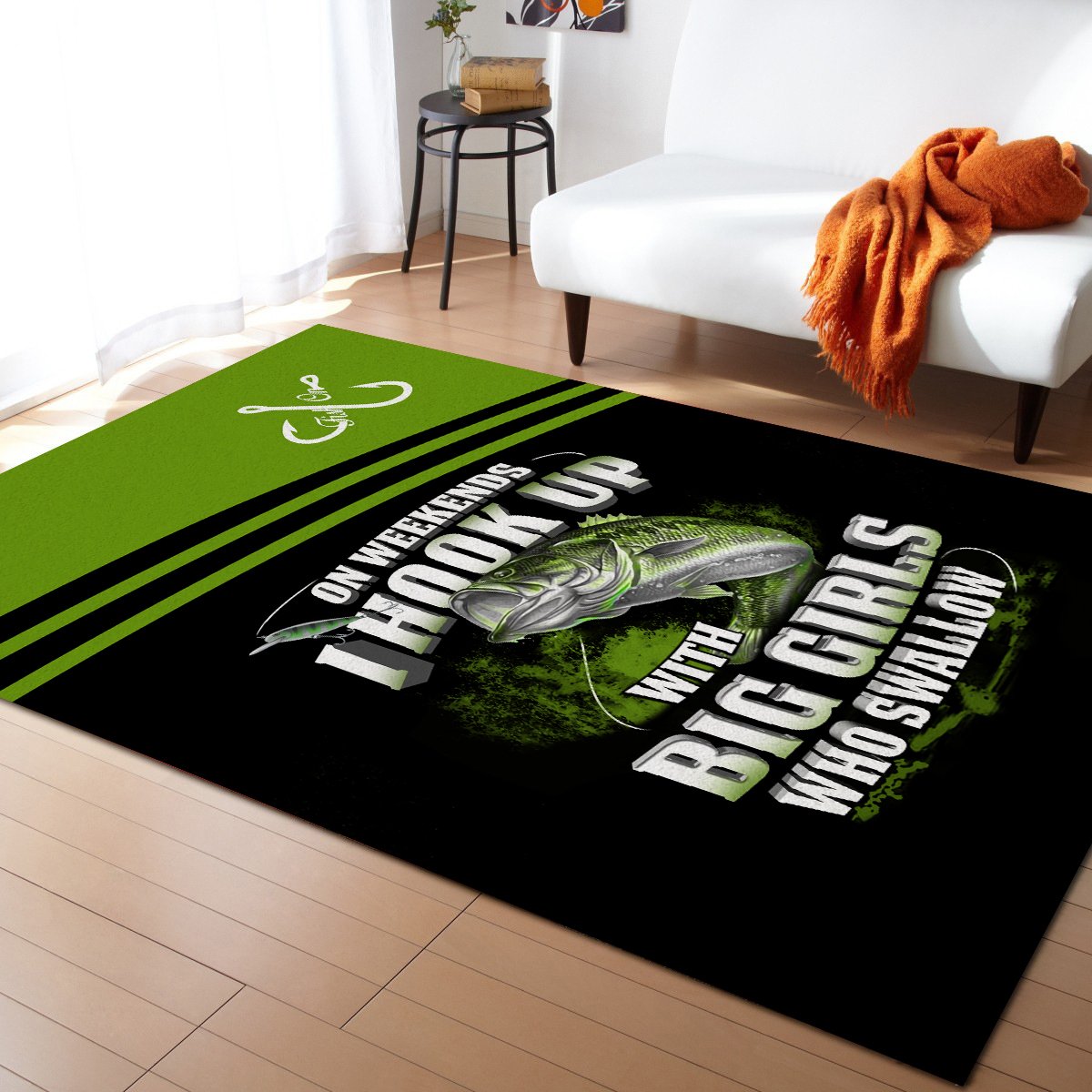 Fishing Green Bass 3D Rug