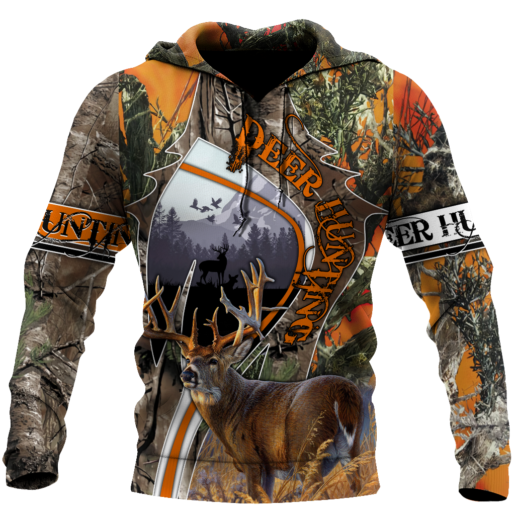 3D All Over Print Camo Deer Hunter Hoodie DD08102001