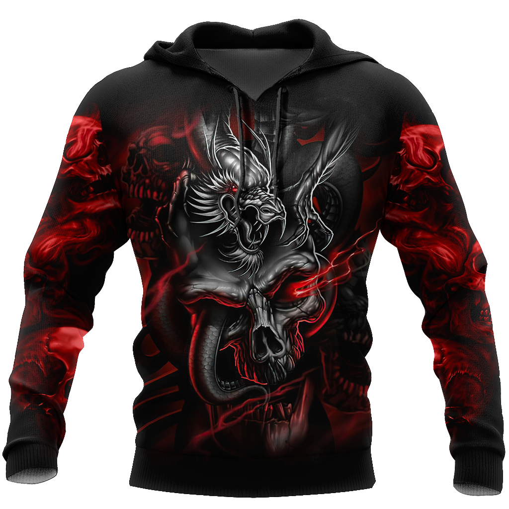 Amazing Red Dragon Skull Hoodie For Men And Women MEI