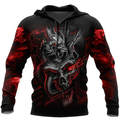 Amazing Red Dragon Skull Hoodie For Men And Women MEI