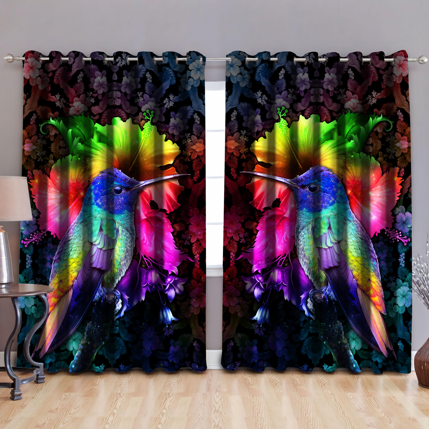 Rainbow Hummingbird Window Curtains By ML MH150620