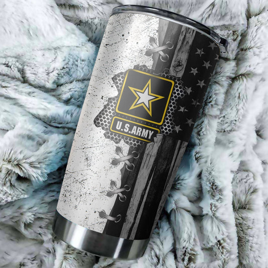Veteran US Army in my heart BW stainless steel tumbler Proud Military