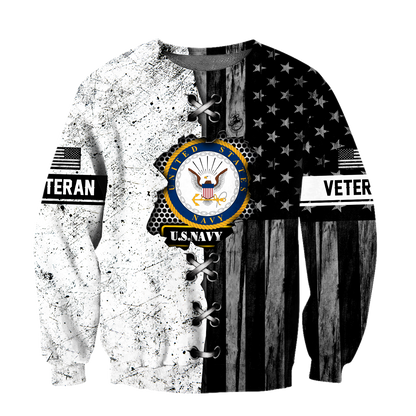 Veteran US Navy in my heart 3D shirts for men and women BW Proud Military