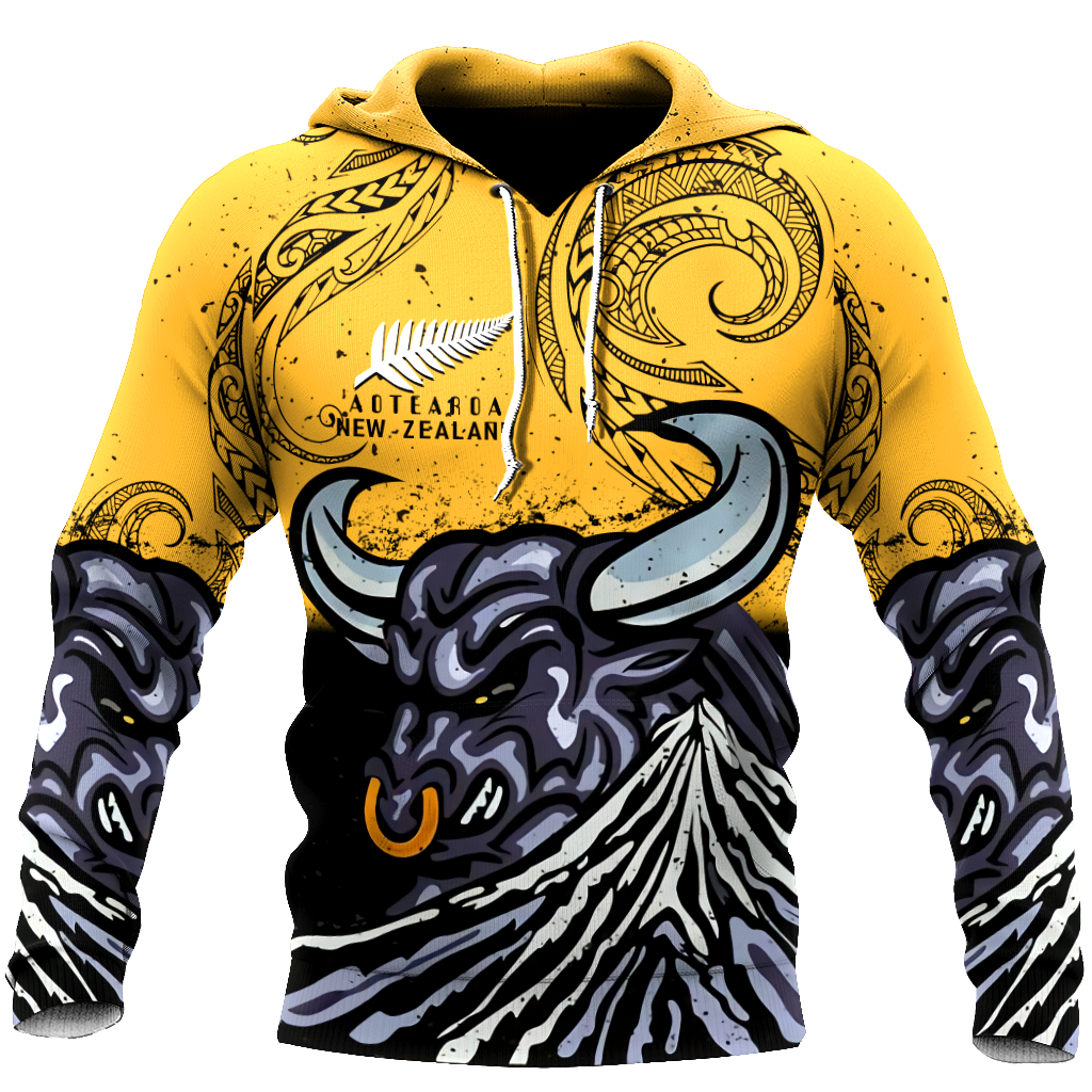 New zealand taranaki maori bull 3d all over printed shirt and short for man and women