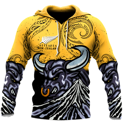 New zealand taranaki maori bull 3d all over printed shirt and short for man and women