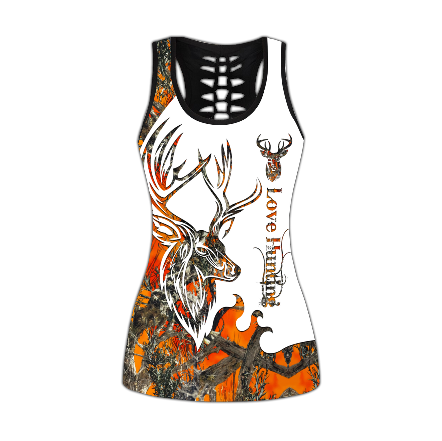 Personalized Name Hunting Combo Legging + Tanktop Orange Camo Deer