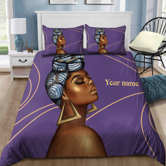 Gorgeous Black Girl  Custom Name Duvet Cover Set Bedding Set