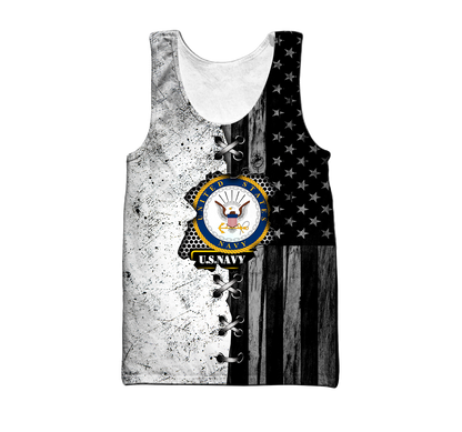 Veteran US Navy in my heart 3D shirts for men and women BW Proud Military