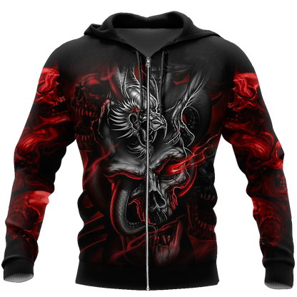 Amazing Red Dragon Skull Hoodie For Men And Women MEI