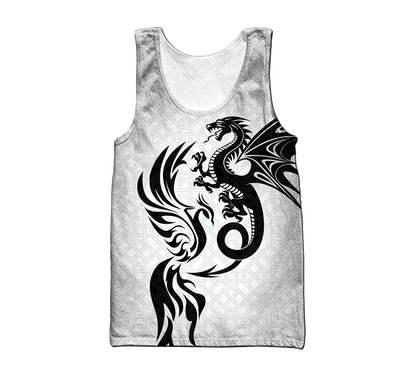 White Dragon And Phoenix 3D Hoodie Shirt For Men And Women