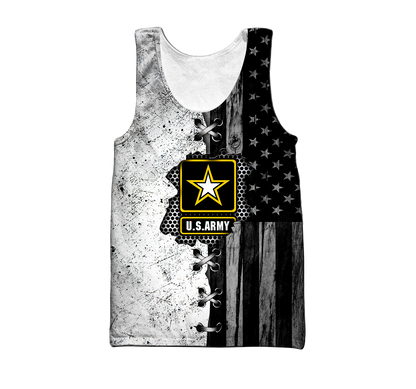 Veteran US Army in my heart 3D shirts for men and women BW Proud Military