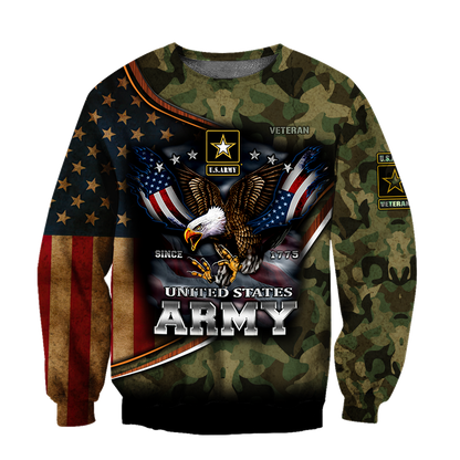 US Army Hoodie Since 1775 Eagle With American Flag Wings Proud Military