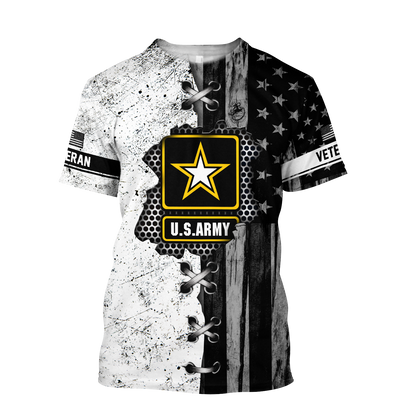Veteran US Army in my heart 3D shirts for men and women BW Proud Military