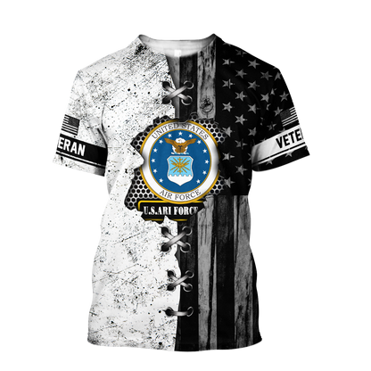 Veteran US Air Force in my heart 3D shirts for men and women BW Proud Military