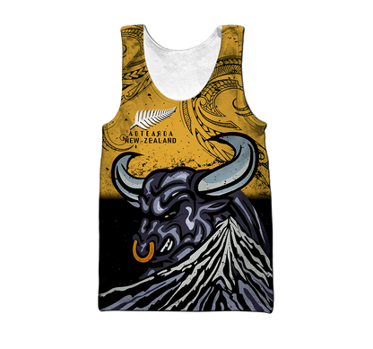 New zealand taranaki maori bull 3d all over printed shirt and short for man and women