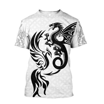 White Dragon And Phoenix 3D Hoodie Shirt For Men And Women