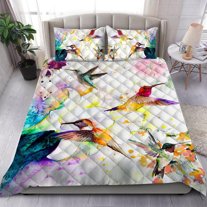 Hummingbird and Flowers Quilt Bedding Set By ML DD06182002