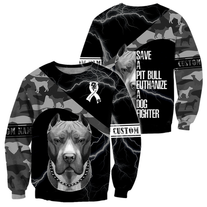 Personalized Save A Pitbull Euthanize A Dog Fighter Hoodie Shirt for Men and Women DD09212001S