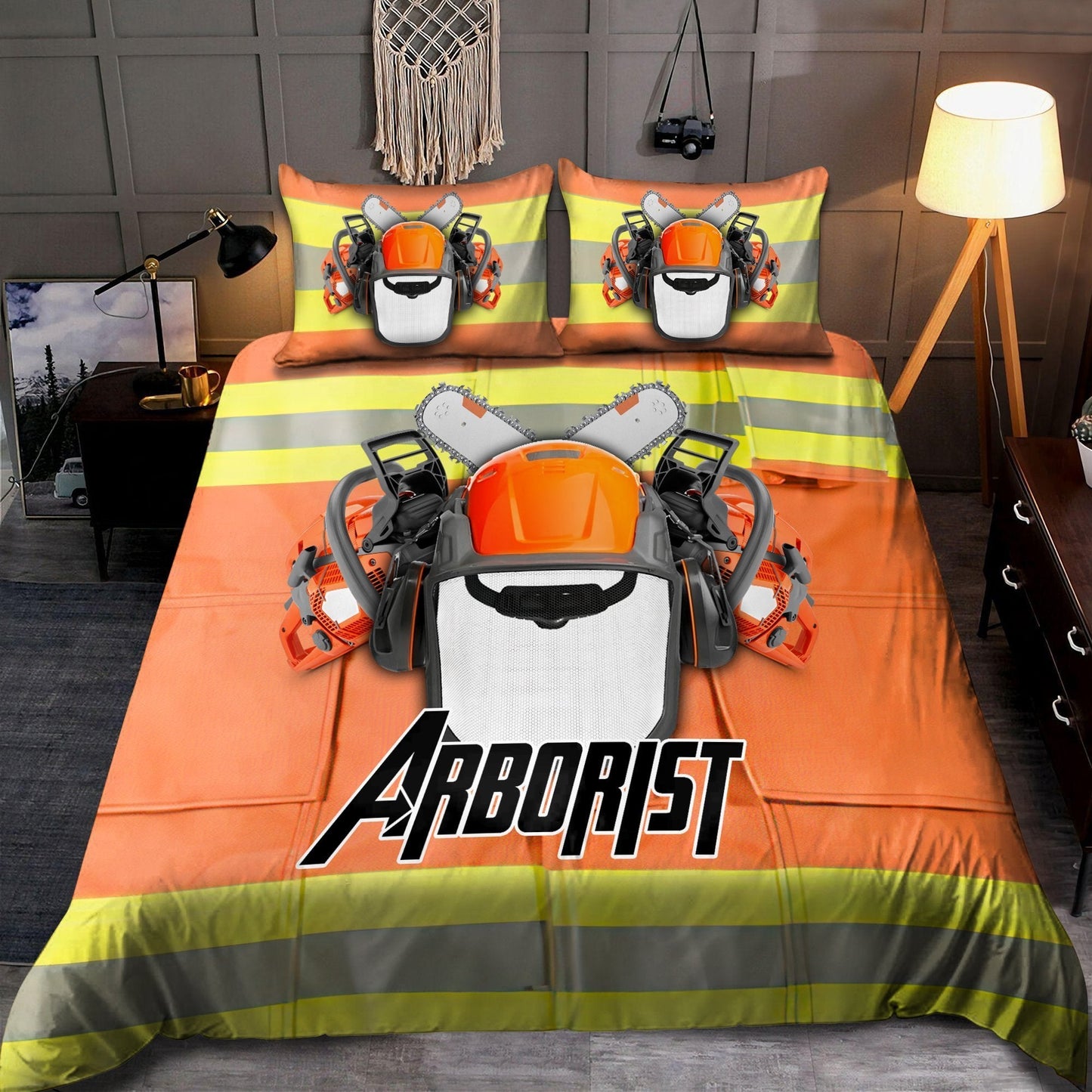 Premium All Over Printed Chainsaws And Safety Helmet Arborist Bedding Set MEI