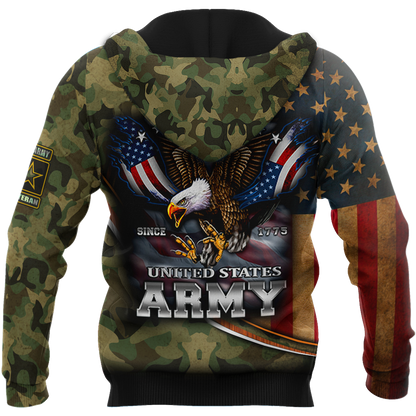 US Army Hoodie Since 1775 Eagle With American Flag Wings Proud Military