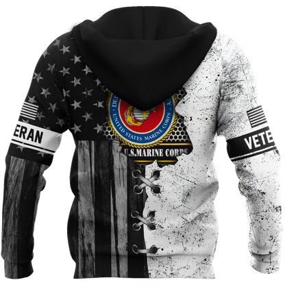 Veteran US Marine Corps in my heart 3D shirts for men and women BW Proud Military