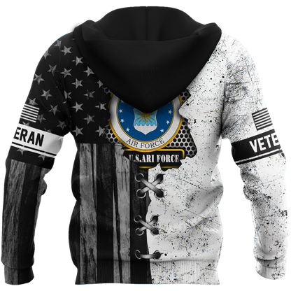 Veteran US Air Force in my heart 3D shirts for men and women BW Proud Military
