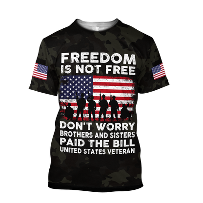 Veteran Freedom is not Free 3D all over printed shirts for men and women DD05252001 - Amaze Style™-Apparel