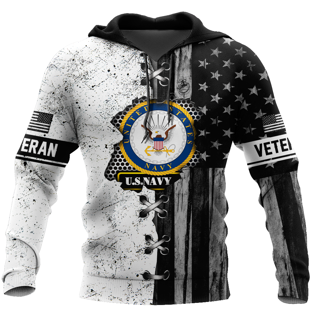 Veteran US Navy in my heart 3D shirts for men and women BW Proud Military