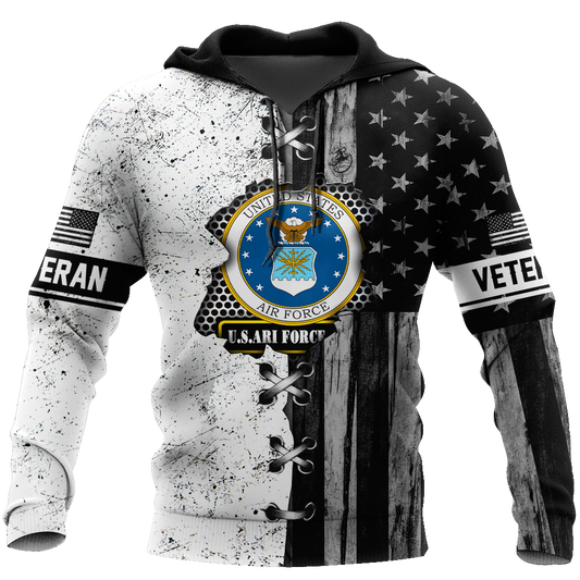 Veteran US Air Force in my heart 3D shirts for men and women BW Proud Military