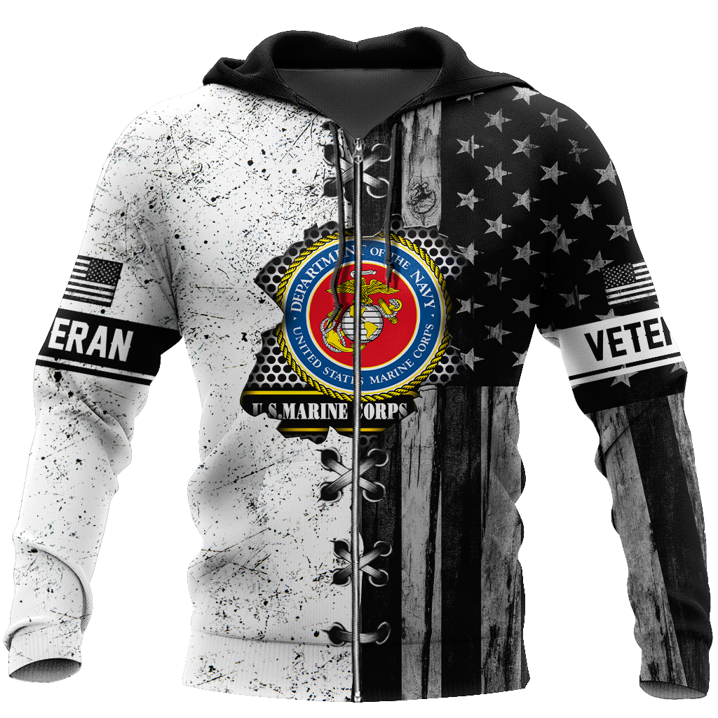 Veteran US Marine Corps in my heart 3D shirts for men and women BW Proud Military