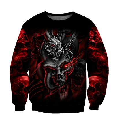 Amazing Red Dragon Skull Hoodie For Men And Women MEI