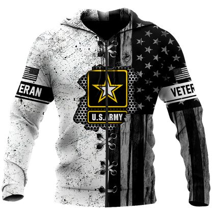 Veteran US Army in my heart 3D shirts for men and women BW Proud Military