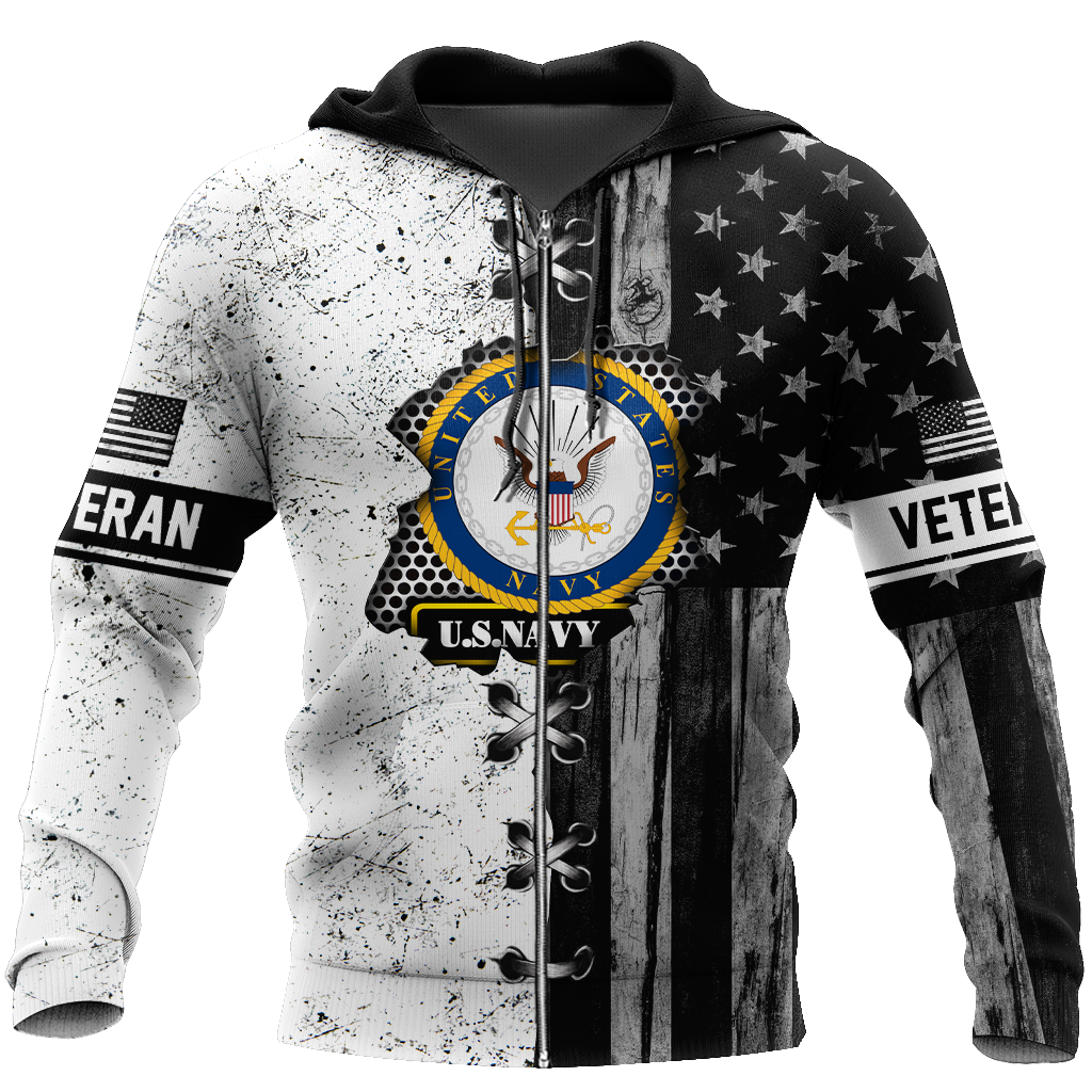 Veteran US Navy in my heart 3D shirts for men and women BW Proud Military