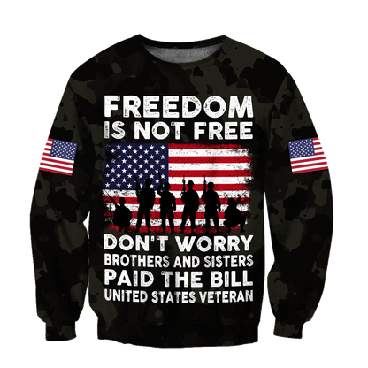Veteran Freedom is not Free 3D all over printed shirts for men and women DD05252001 - Amaze Style™-Apparel