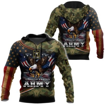 US Army Hoodie Since 1775 Eagle With American Flag Wings Proud Military