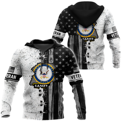 Veteran US Navy in my heart 3D shirts for men and women BW Proud Military