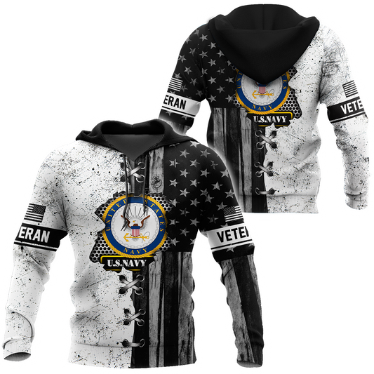Veteran US Navy in my heart 3D shirts for men and women BW Proud Military