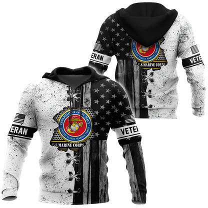 Veteran US Marine Corps in my heart 3D shirts for men and women BW Proud Military