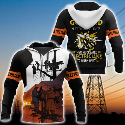 Awesome Electrician Let There Be Light Hoodie For Men MEI