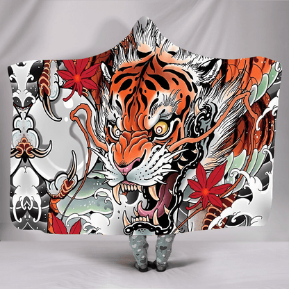 Japanese Samurai Tattoo 3D Over Printed Unisex Hooded Blanket-ML
